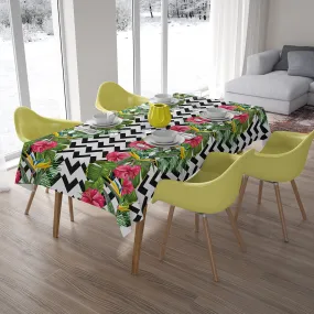 Tablecloth Tropical Leaves and Hibiscus Flowers