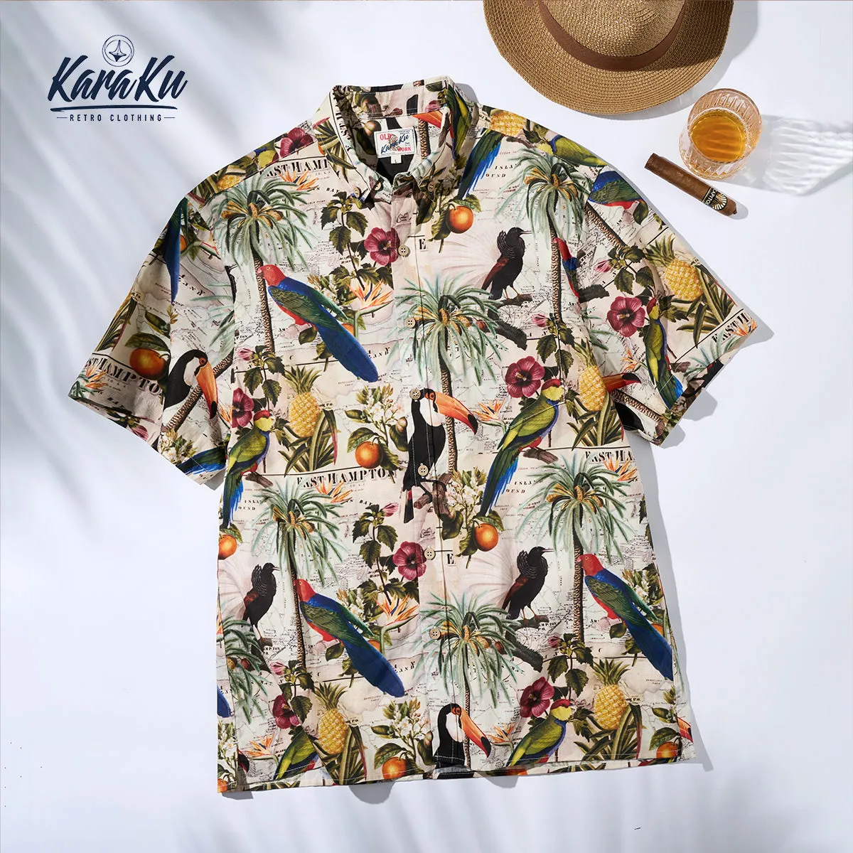 Tropical Rainforest Print Hawaiian Cotton Shirt