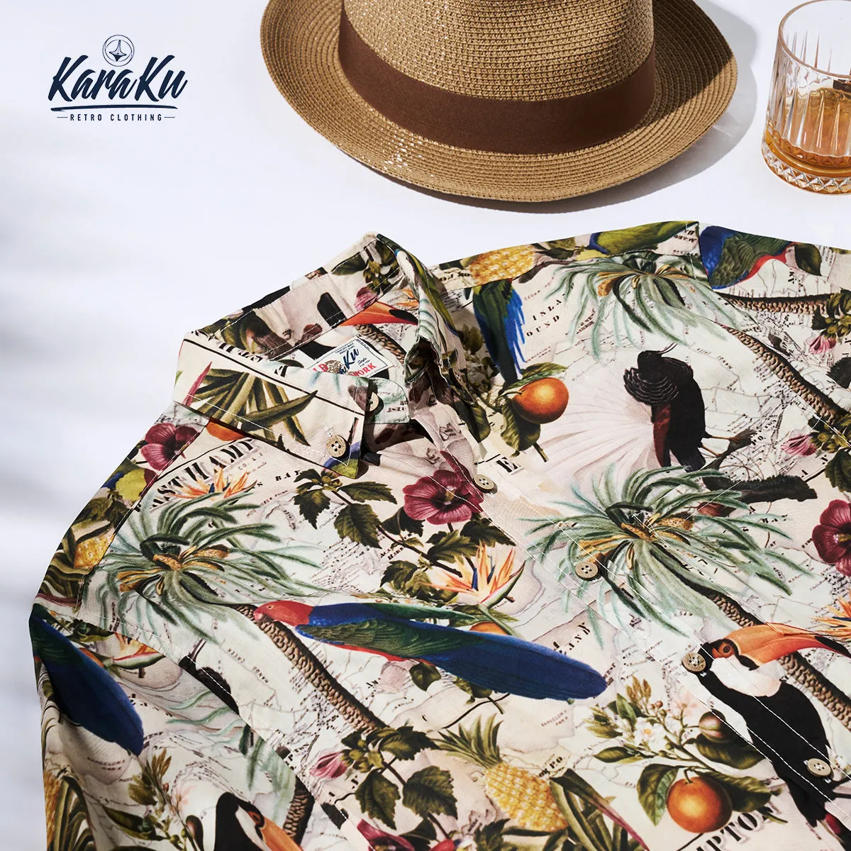 Tropical Rainforest Print Hawaiian Cotton Shirt