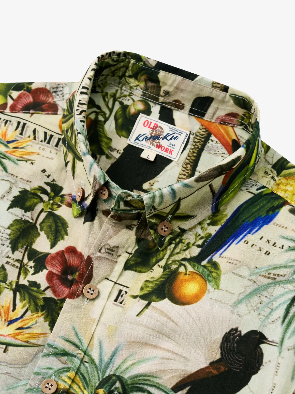 Tropical Rainforest Print Hawaiian Cotton Shirt