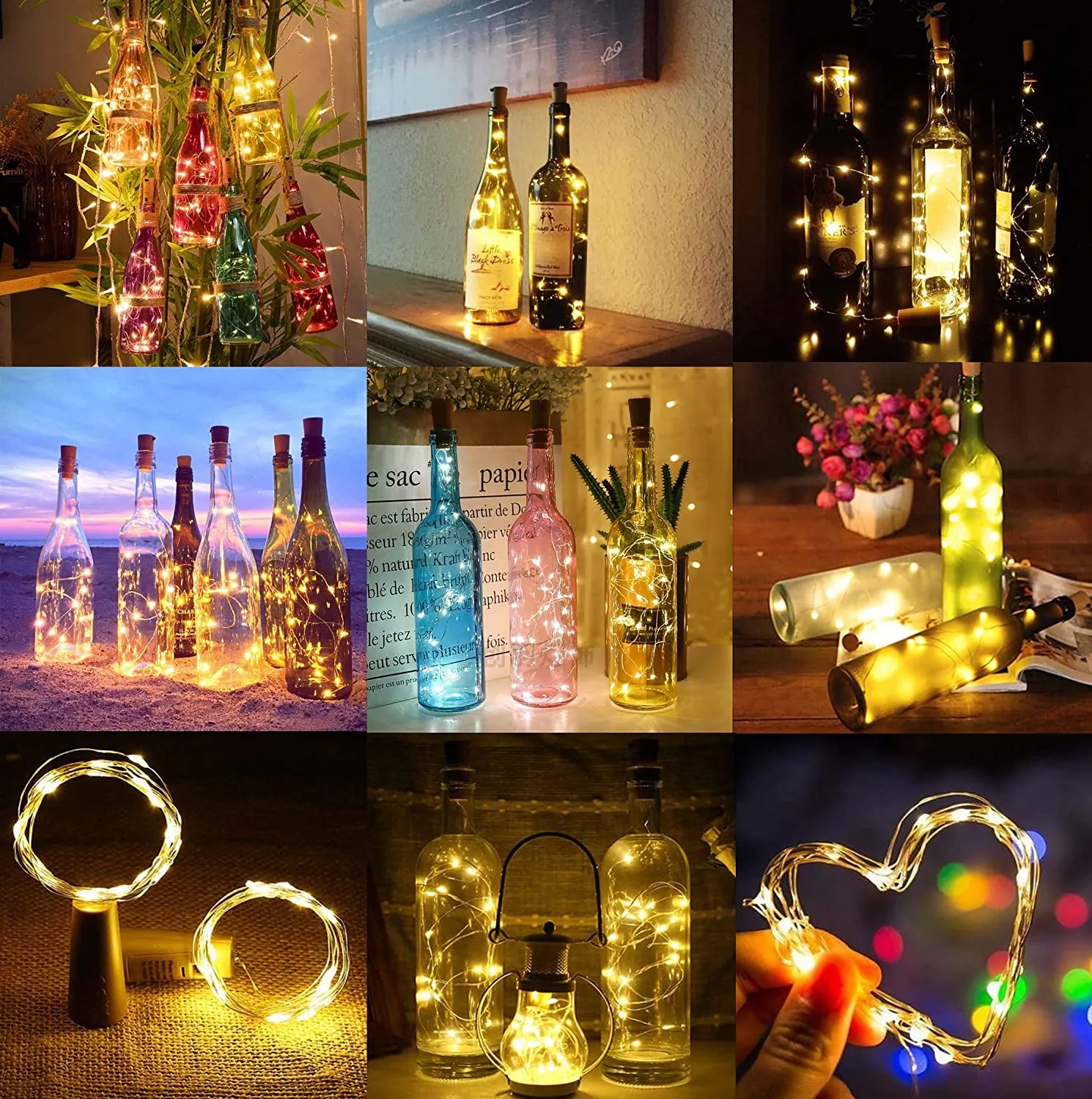 Wine Bottle Cork Stopper LED Fairy Lights -  8 Pack