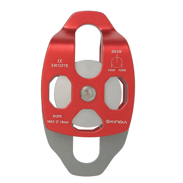 XINDA XD-8613 Outdoor Rock Climbing Jungle Rope Overhead Crossing Side Plate Double Pulley(Red)