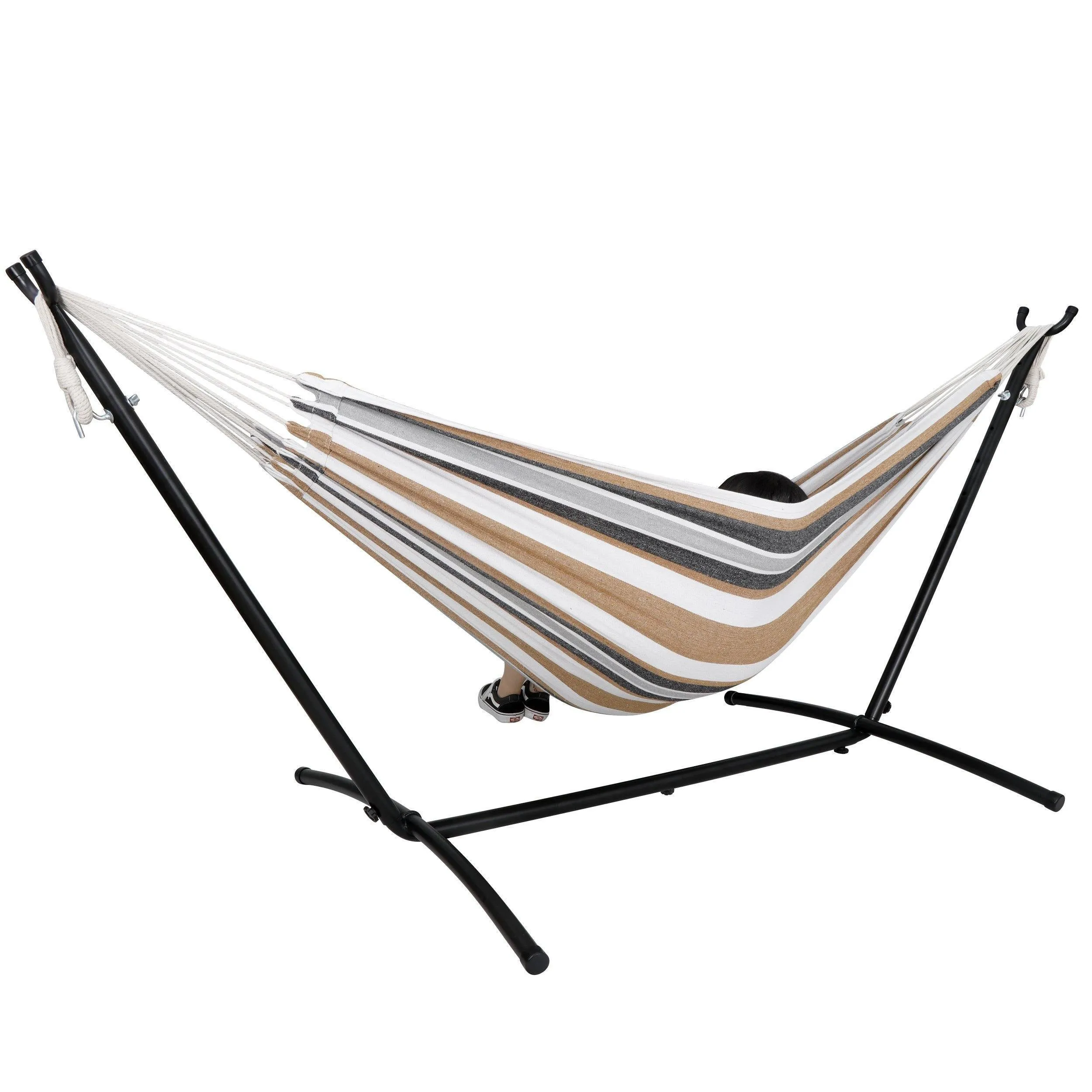 ZENY™ Double Hammock with Space Saving Steel Hammock Stand 9ft